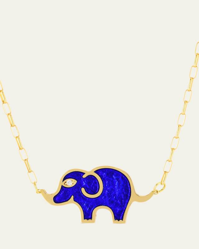 Elephant Enamel Pendant Necklac